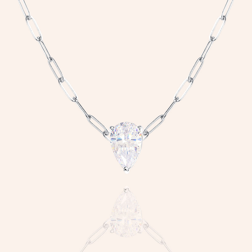 "Obsession" 3.0CTW Pear Cut Solitaire Pendant Necklace