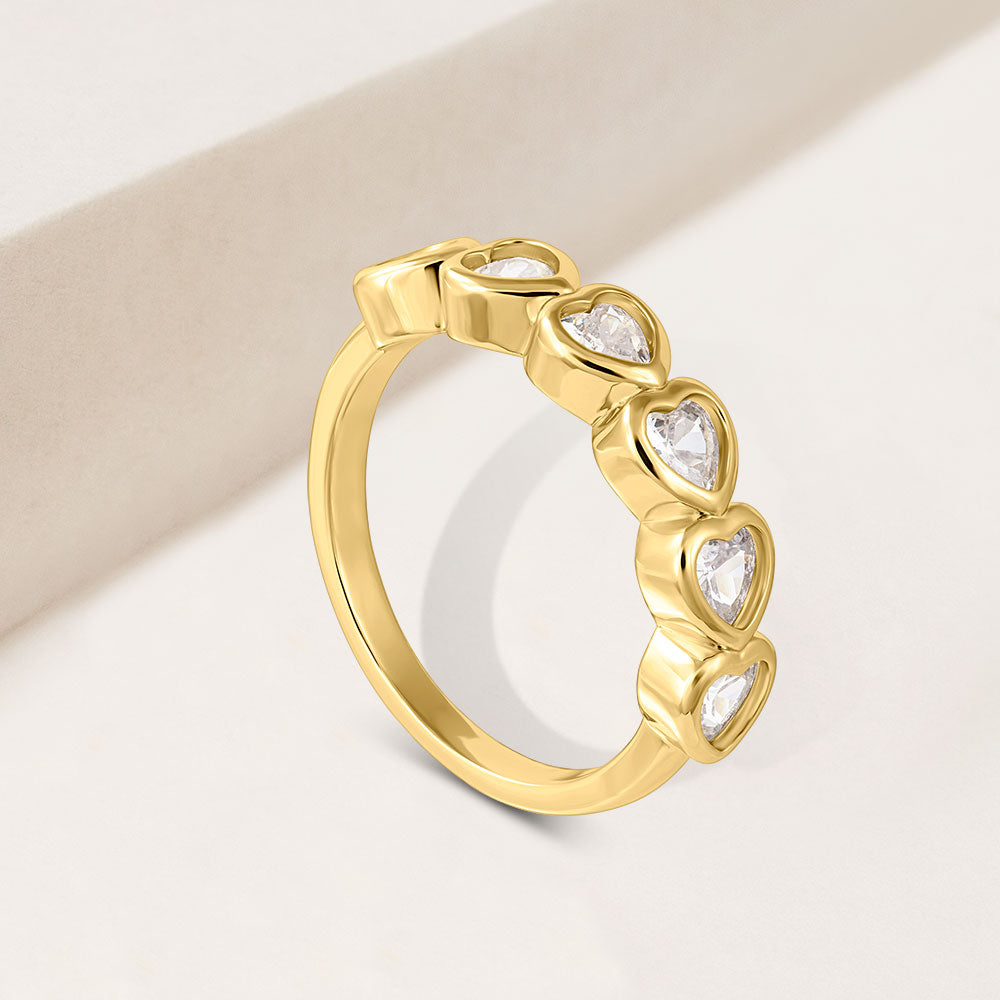 "All my Love" 1.9CTW Heart Cut Eternity Gold Band Ring