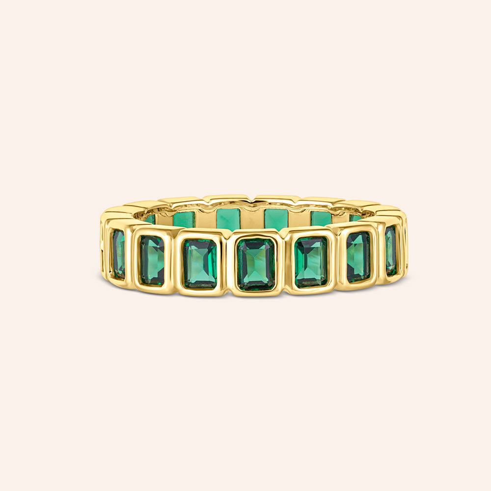 "The Luckiest" 4.9CTW Emerald Cut Eternity Band Gold Ring