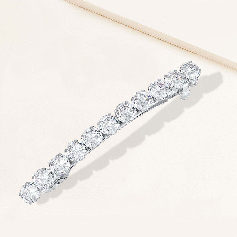 "Endless Diamonds" 7.2CTW Prong-Set Round Cut Cubic Zirconia Hair Barrette