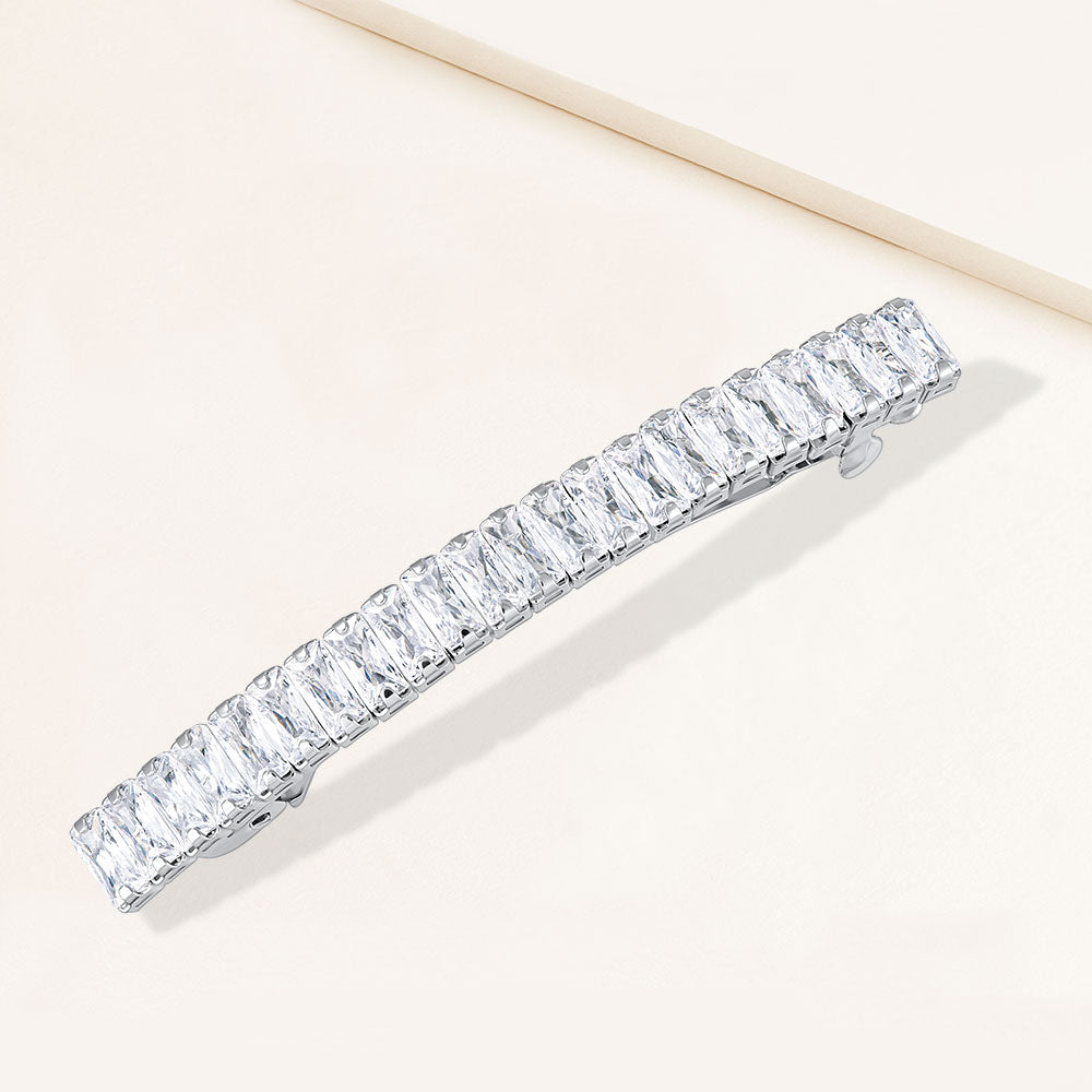 "Endless Diamonds" 7.6CTW Prong-Set Baguette Cut Cubic Zirconia Hair Barrette