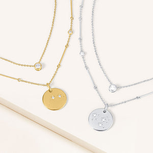 "Memory Maker" Set of Two Constellation Pendant & Solitaire Layering Necklaces