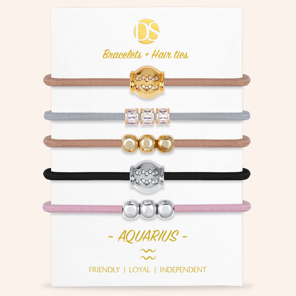 "Special Someone" Set of  5 Zodiac Hair Ties & Bracelet Jewels