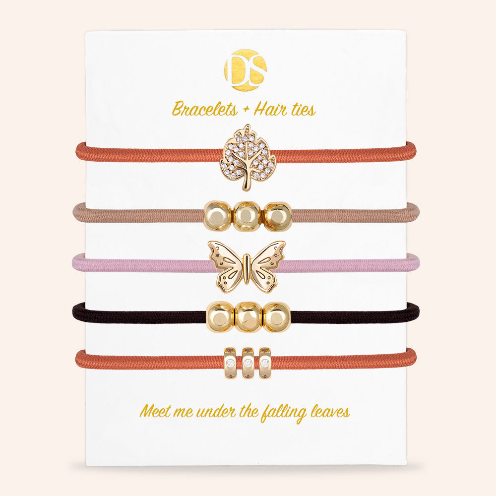 "Freedom" Set of 5 Hair Ties & Bracelet Jewels