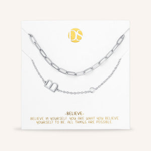 "Yours Truly" Set of Two Initial & Clip Chain Layering Necklaces