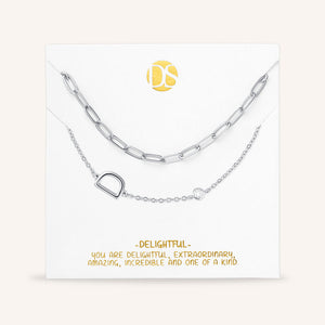 "Yours Truly" Set of Two Initial & Clip Chain Layering Necklaces