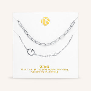 "Yours Truly" Set of Two Initial & Clip Chain Layering Necklaces