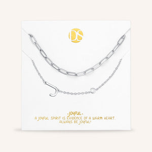 "Yours Truly" Set of Two Initial & Clip Chain Layering Necklaces