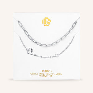 "Yours Truly" Set of Two Initial & Clip Chain Layering Necklaces