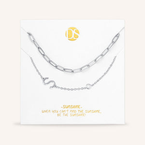 "Yours Truly" Set of Two Initial & Clip Chain Layering Necklaces