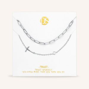 "Yours Truly" Set of Two Initial & Clip Chain Layering Necklaces