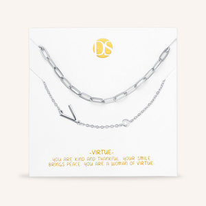 "Yours Truly" Set of Two Initial & Clip Chain Layering Necklaces