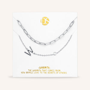 "Yours Truly" Set of Two Initial & Clip Chain Layering Necklaces