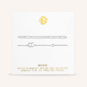 "Yours Truly" Set of Two Initial & Clip Chain Layering Bracelets