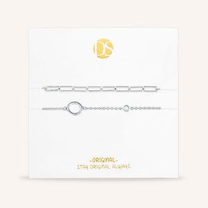 "Yours Truly" Set of Two Initial & Clip Chain Layering Bracelets
