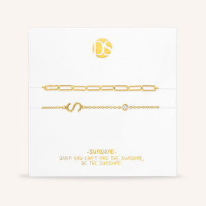 "Yours Truly" Set of Two Initial & Clip Chain Layering Bracelets