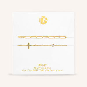 "Yours Truly" Set of Two Initial & Clip Chain Layering Bracelets