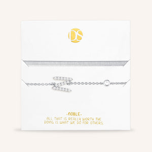 "Ready-Set-Sparkle" Set of Two Pave Initial & Herringbone Layering Bracelets