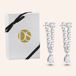 "Jadore" 4.3CTW Pear Cut Fornt Back Dangle Earrings