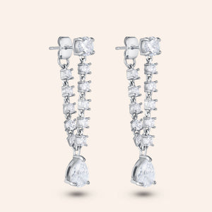 "Jadore" 4.3CTW Pear Cut Fornt Back Dangle Earrings
