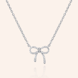 "Petite Bow" Pave Pendant Necklace