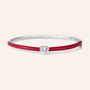 "Catalina" Heart Cut Solitaire Enamel Hinge Bangle