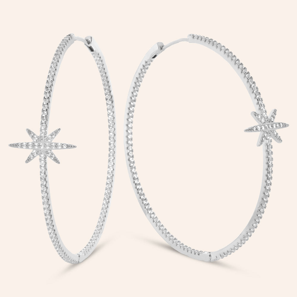 "Tiara" 6.6CTW Pave Inside-Outside 2,75" Hoops