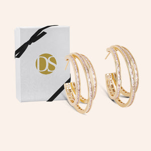 "Rya" 2.9CTW Baguette Cut 1.5" Hoops