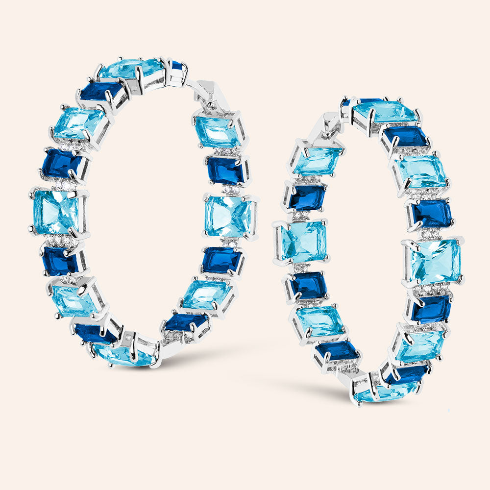 "Let's Get it On"  Two-Tones Emerald Cut Inside-Outside 1.8" Hoops