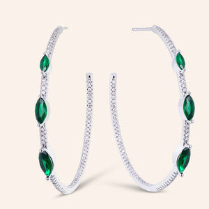 "Brianna" 5.9CTW Marquise Cut & Pave Stones Inside-Outside 2.2" Hoops