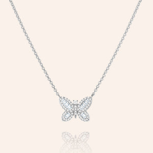 "Audre" 2.5CTW Baguette Cut Butterfly Pendant Necklace