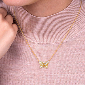 "Audre" 2.5CTW Baguette Cut Butterfly Pendant Necklace