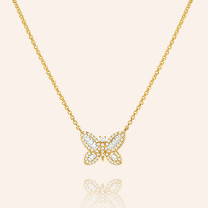 "Audre" 2.5CTW Baguette Cut Butterfly Pendant Necklace