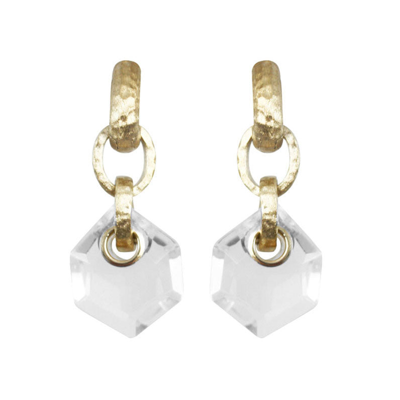 "Doyenne" Clear Faceted Crystal Earrings