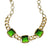 18K Yg Plated, Green Crystal Squares, Linked Candy Necklace