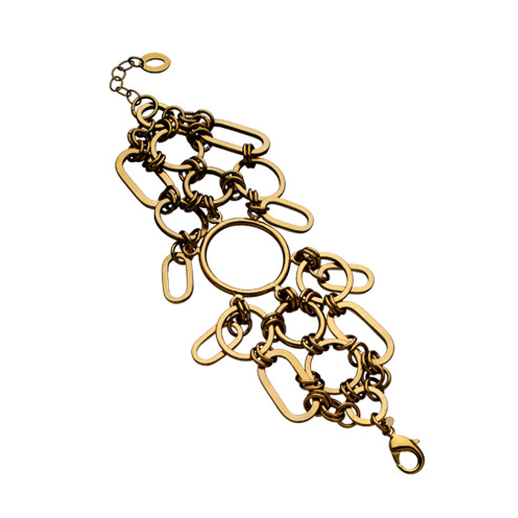 "Bubbles" Statement Link Bracelet / Gold Tone