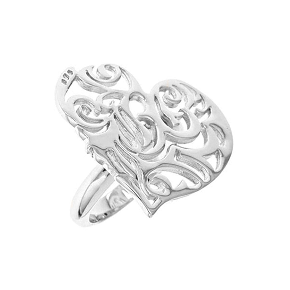 Rhodium Plated Sterling Silver, Sacred Heart Ring