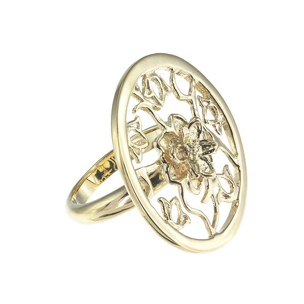 "Lotus" Cut-Out Ring 18K Gold Vermeil