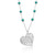 Rhodium Plated Sterling Silver, Turquoise, Sacred Heart Necklace