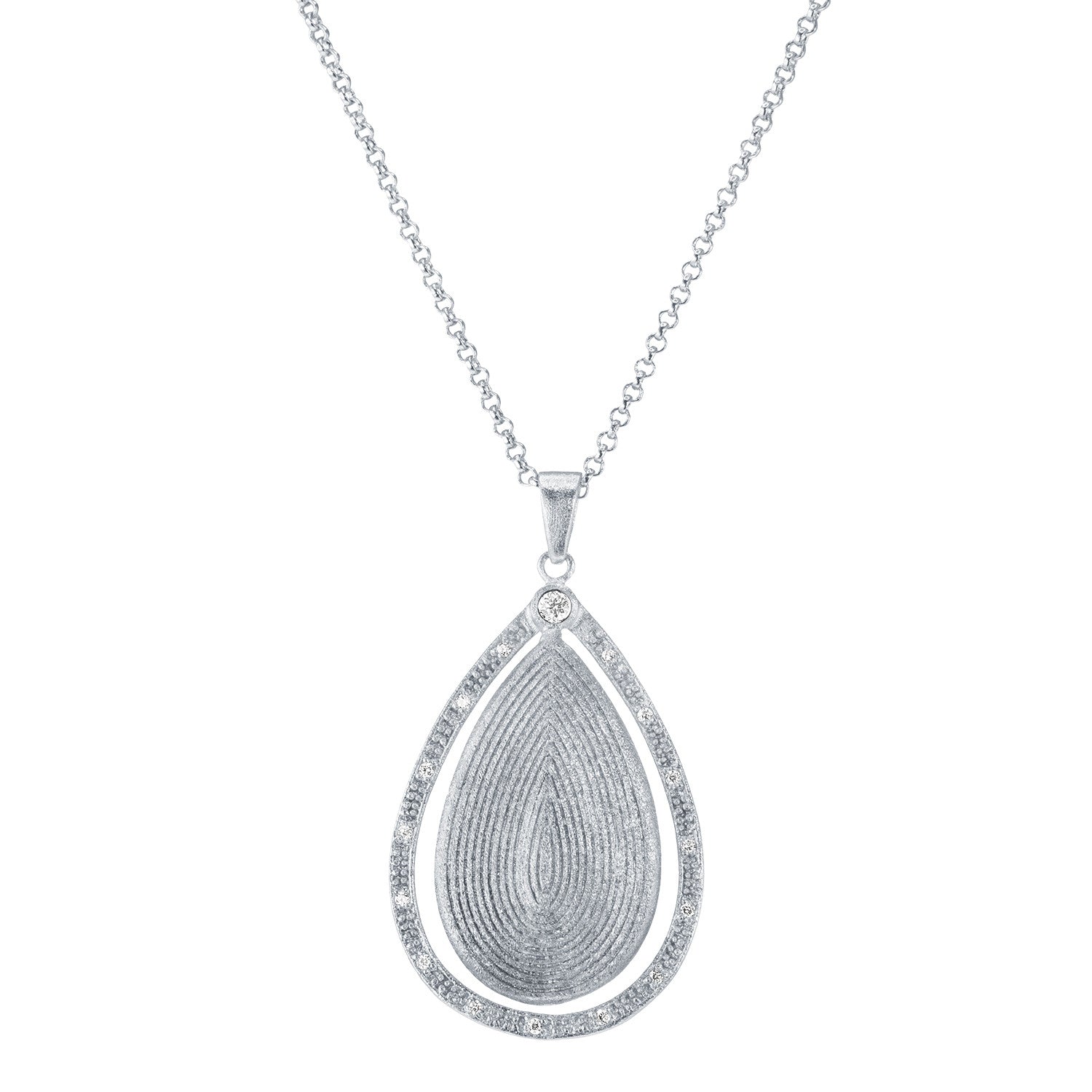 "Gypsy" Pave Round cut Teardrop Pendant Necklace