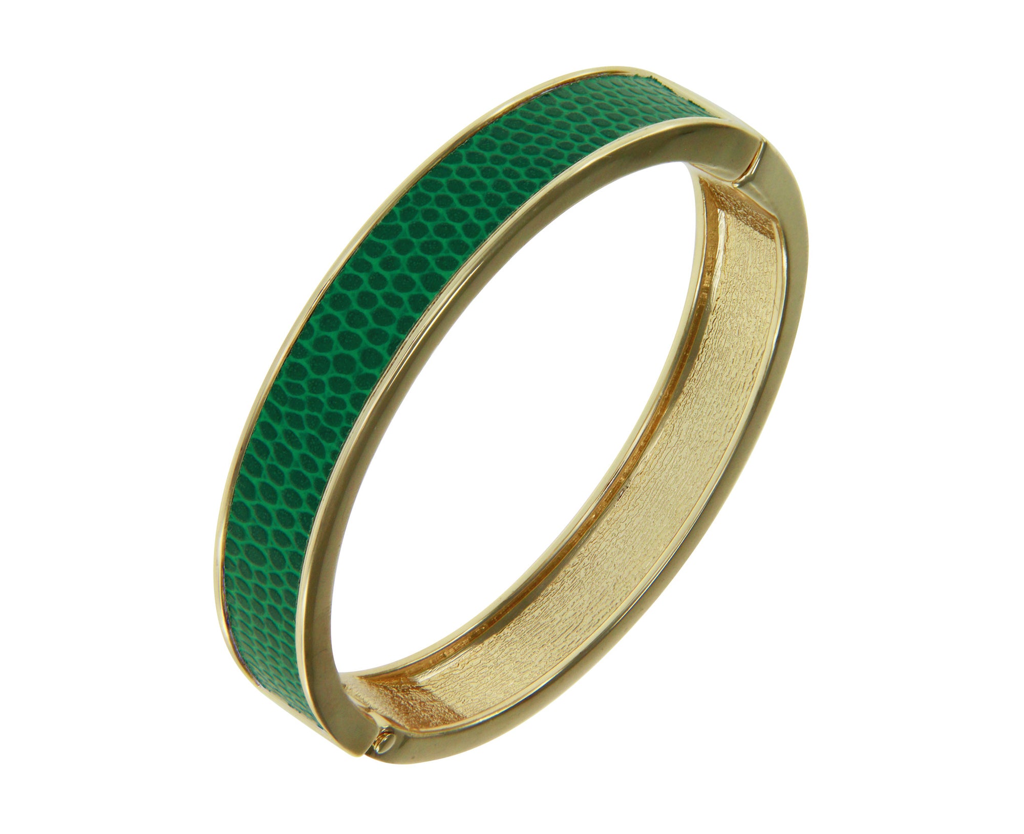 "Sabi Colori" Thin Kelly Green Lizardprint Bangle Bracelet