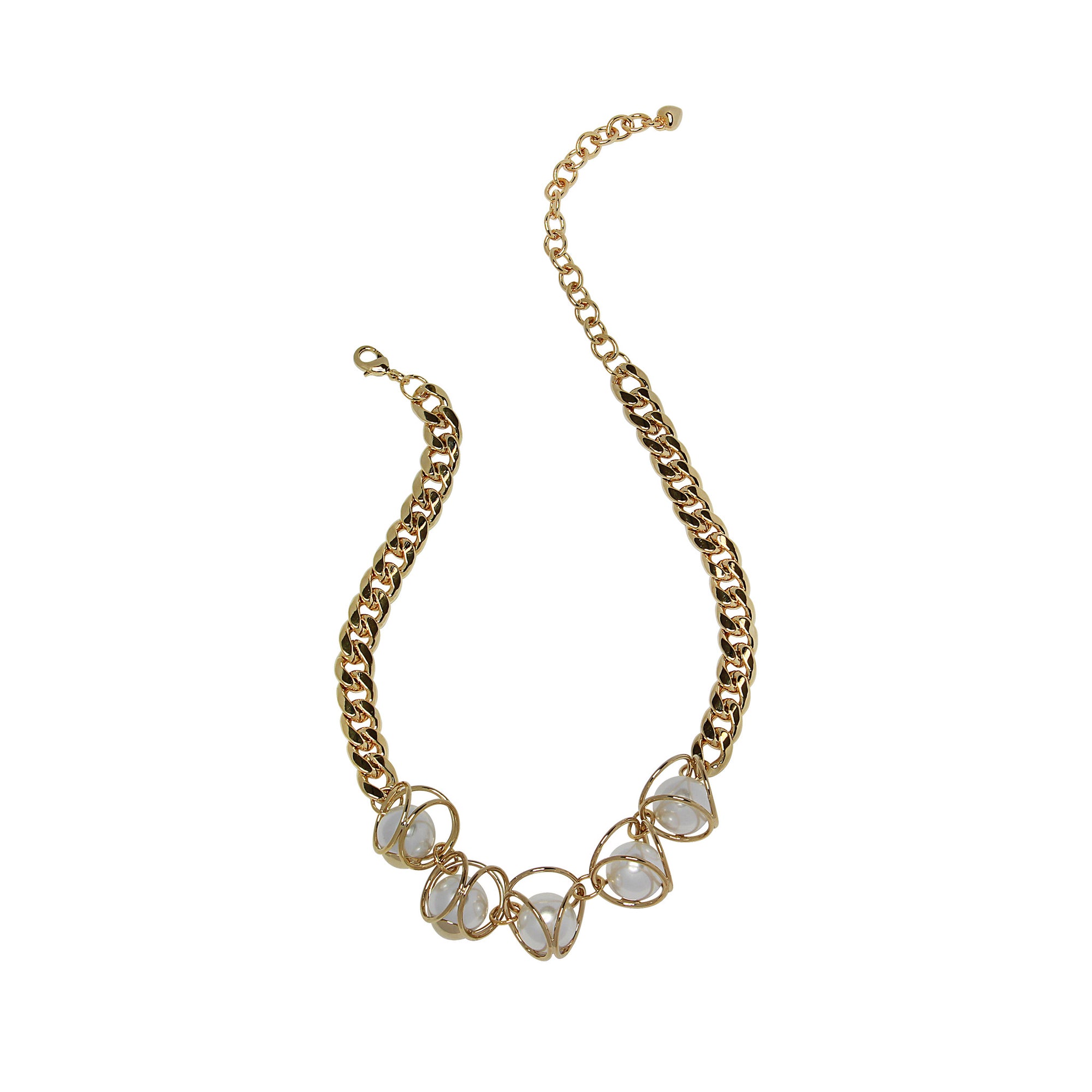 Glass Pearl Cage Statement Necklace