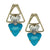 "Front and Back" Turquoise Triangle crystal link Earrings