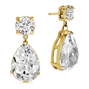 “Charlotte” 14ct Round and Pear Cut Drop Earrings